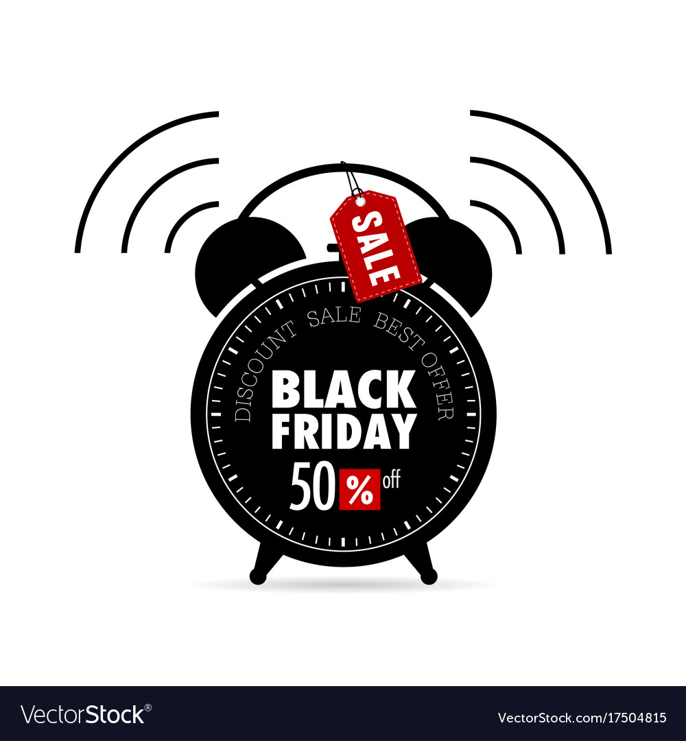 Clock with black friday Royalty Free Vector Image