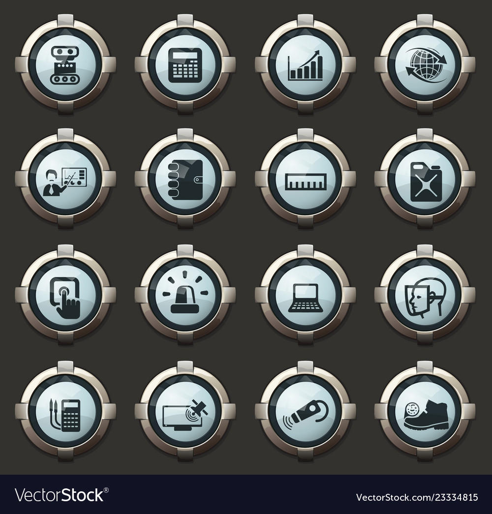 Faculty of mechanics icons set