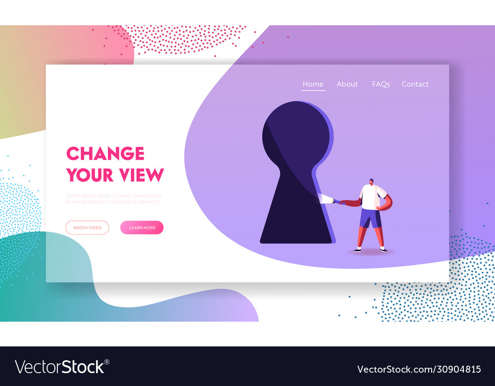 Man solving room escape task landing page template vector image Man solving room escape task landing page template