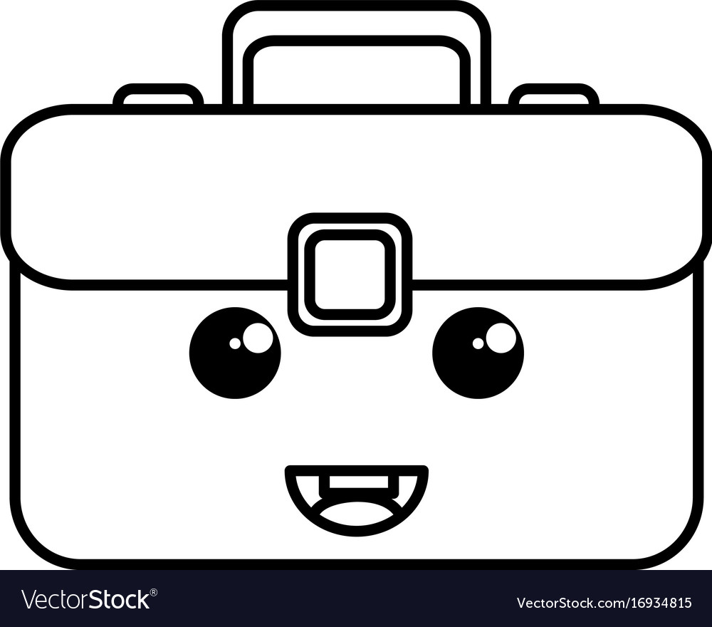 Portfolio briefcase kawaii character Royalty Free Vector