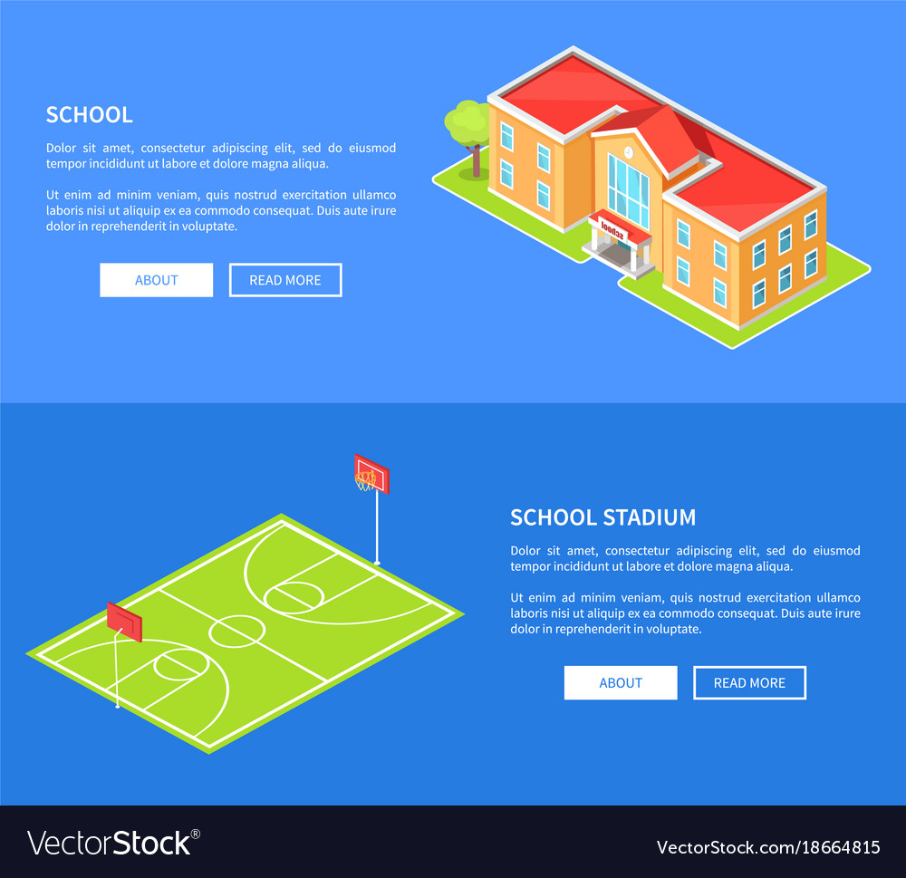 School stadium and educational establishment 3d