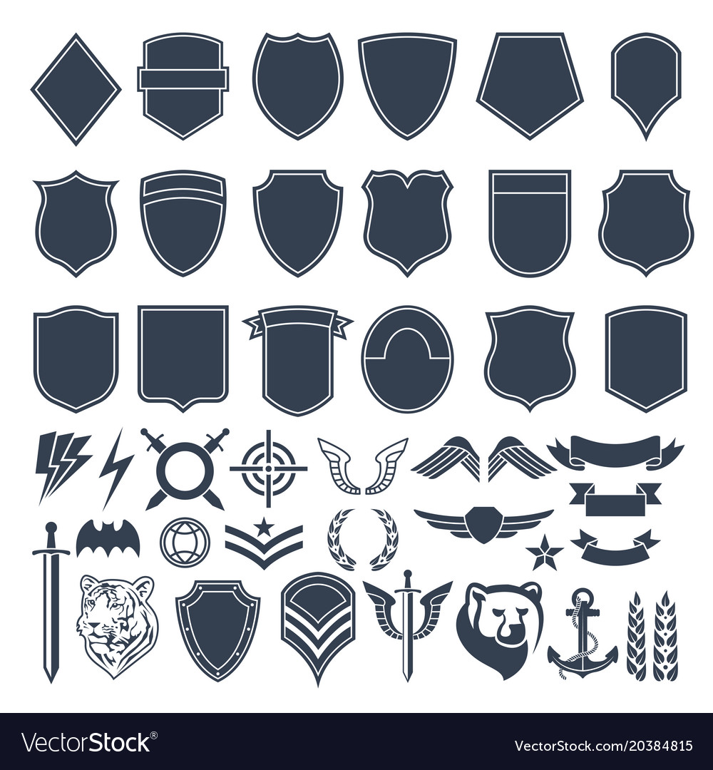 Set Empty Shapes For Military Badges Army Vector Image