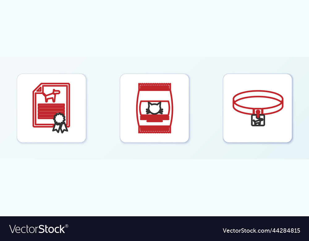 Set Line Dog Kragen Zertifikat für oder Katze vector image Set Line Dog Kragen Zertifikat für oder Katze