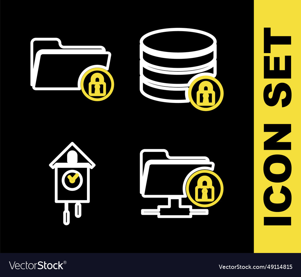 Set line server security with lock ftp folder vector image Set line server security with lock ftp folder