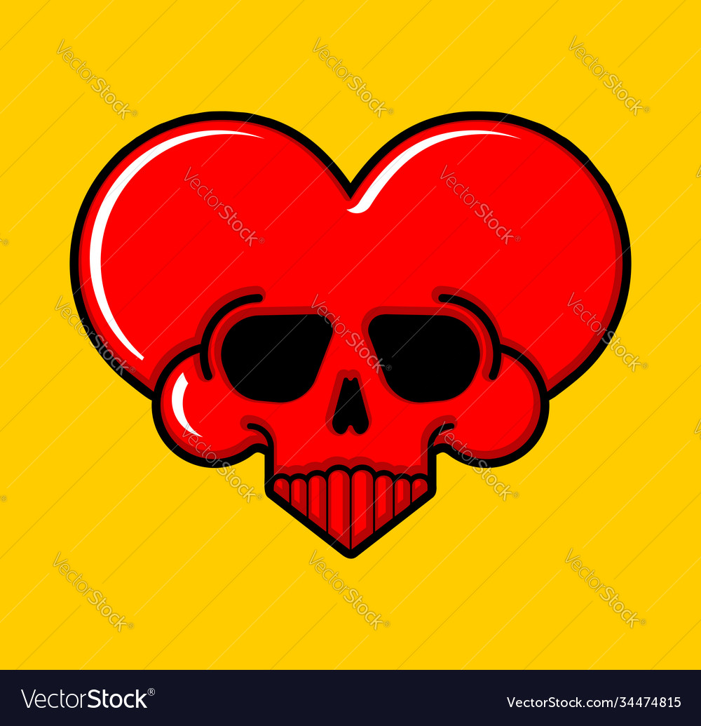 Skull love heart sign deadly amur symbol Vector Image