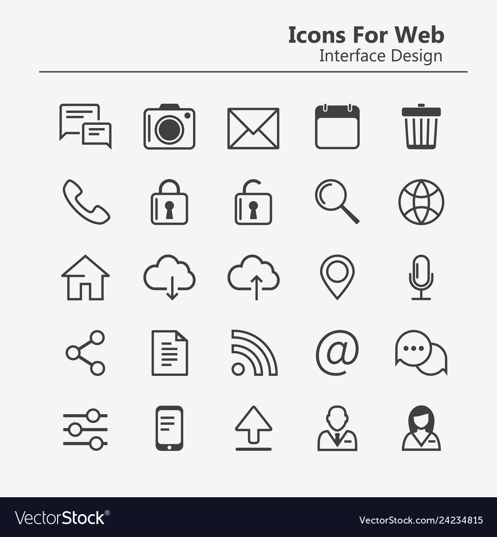 Stylish Outline Icon Set - Communication & Web