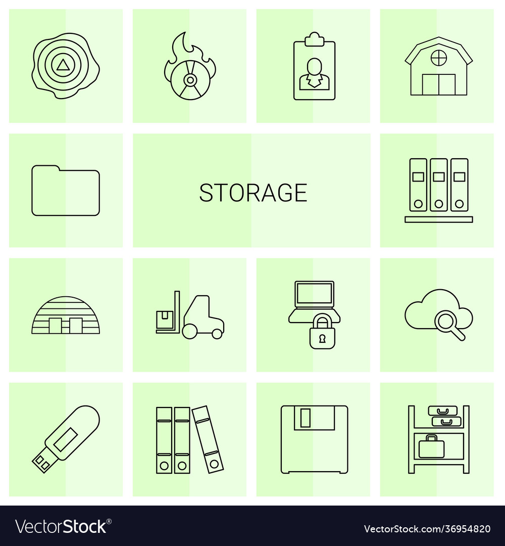 14 storage icons Royalty Free Vector Image - VectorStock