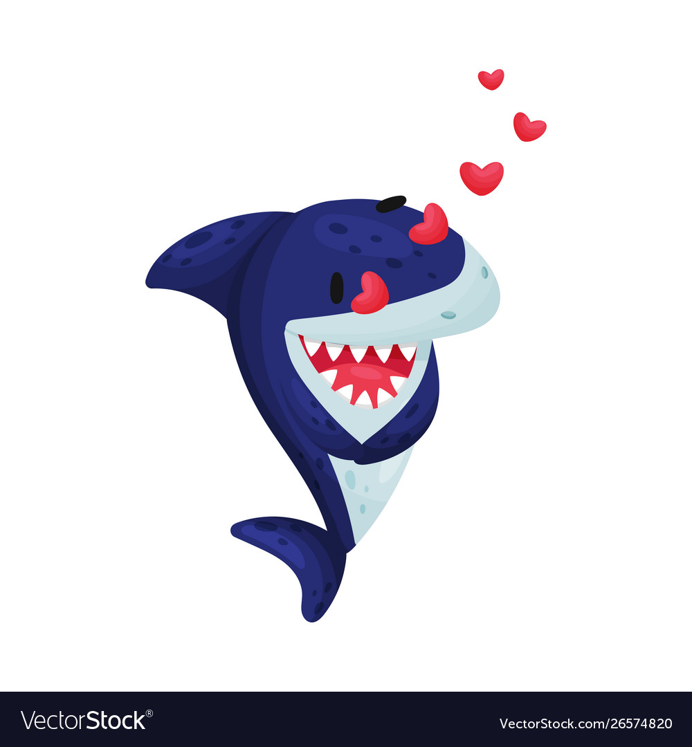 Cartoon shark in love Royalty Free Vector Image