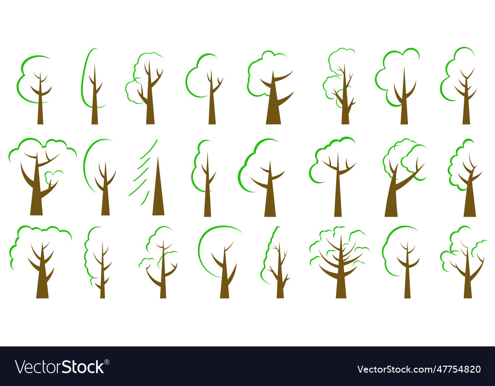 Collection of trees abstraction vector image Collection of trees abstraction