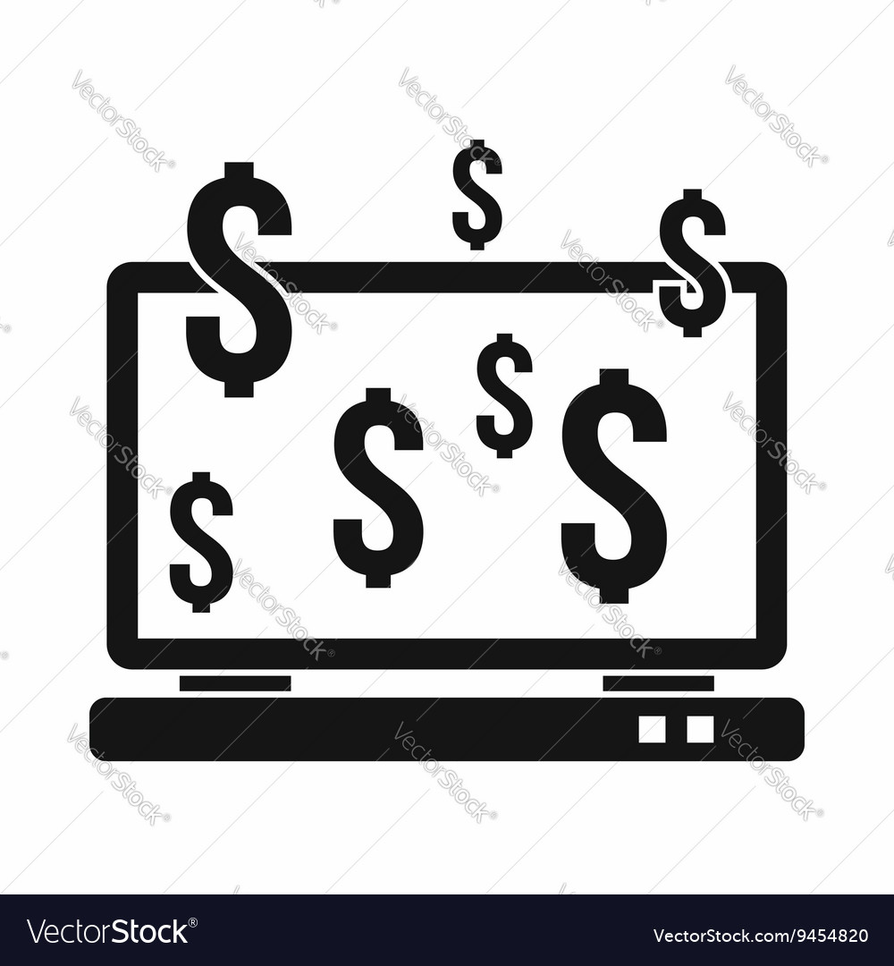 Computer monitor and dollar signs icon Royalty Free Vector