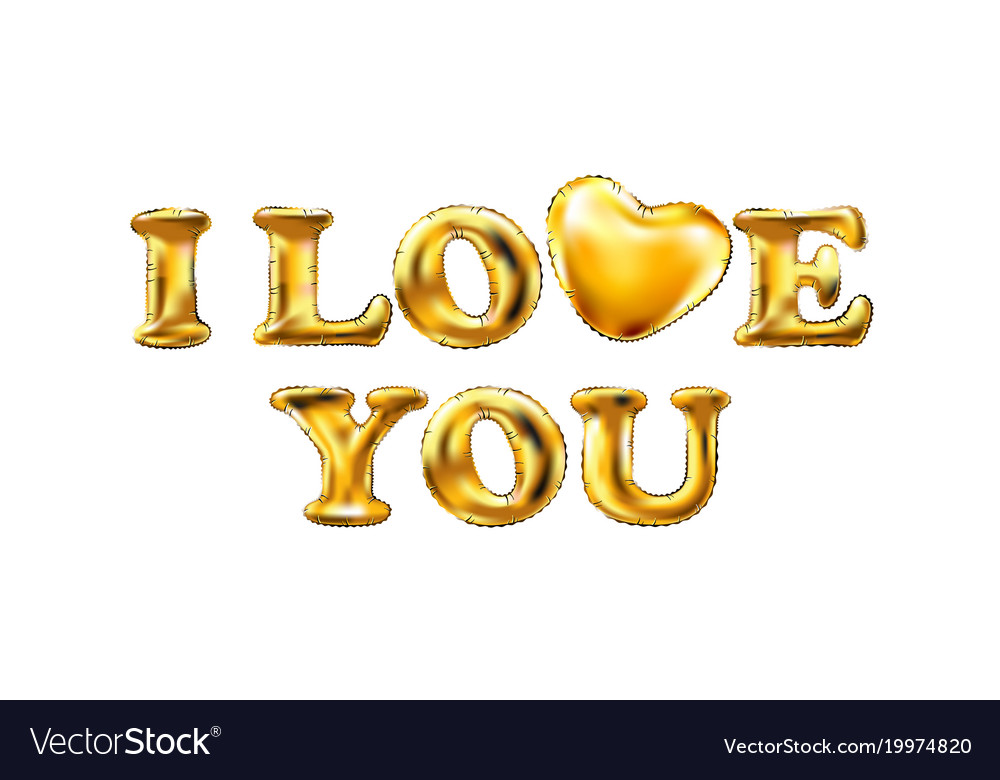 Love you heart valentine card template gold