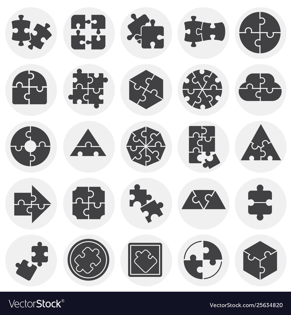 Puzzle icons set on circles background for graphic vector image Puzzle icons set on circles background for graphic