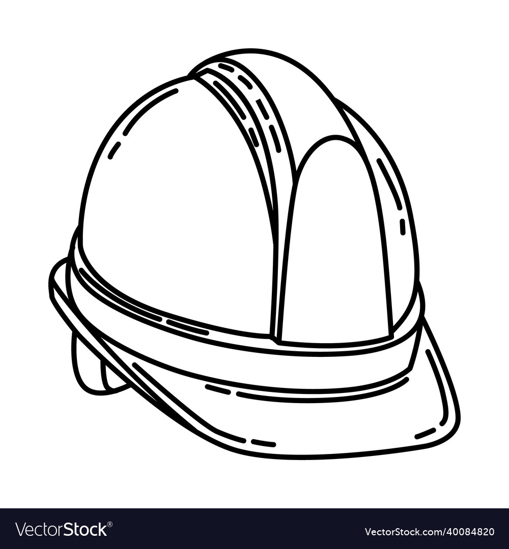 Safety Helmet Icon Doodle Hand Drawn Or Outline Vector Image