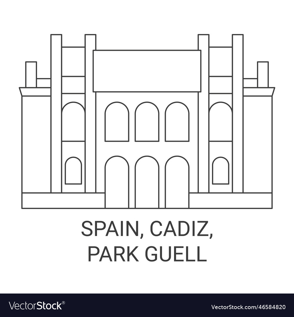 Spain cadiz park guell travel landmark Royalty Free Vector