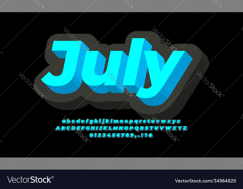 Text effect or font 3d light blue