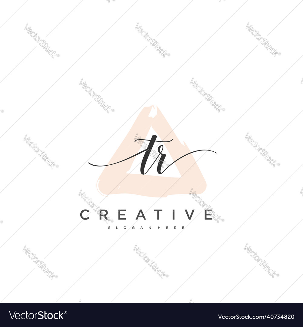 Tr initial handwriting minimalist geometric logo