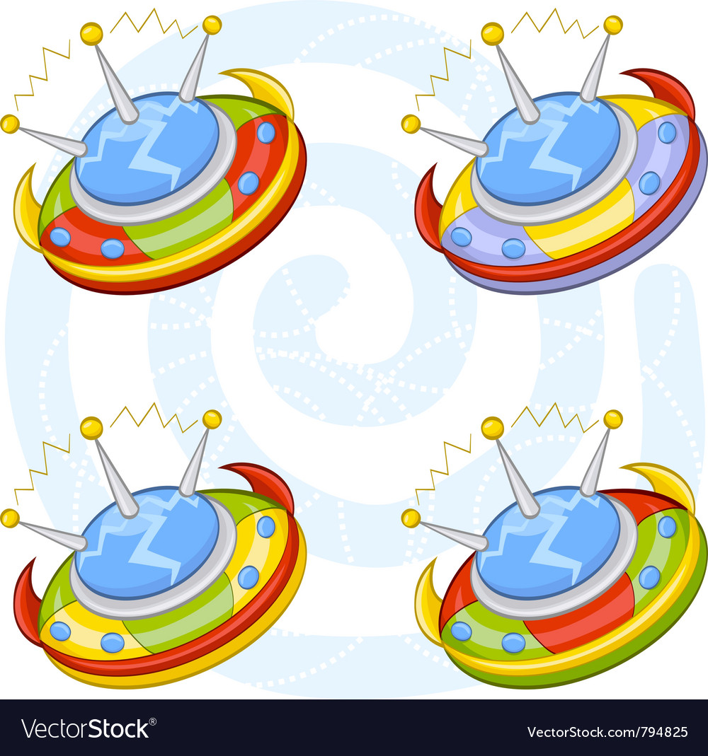 Cartoon flying saucers Royalty Free Vector Image