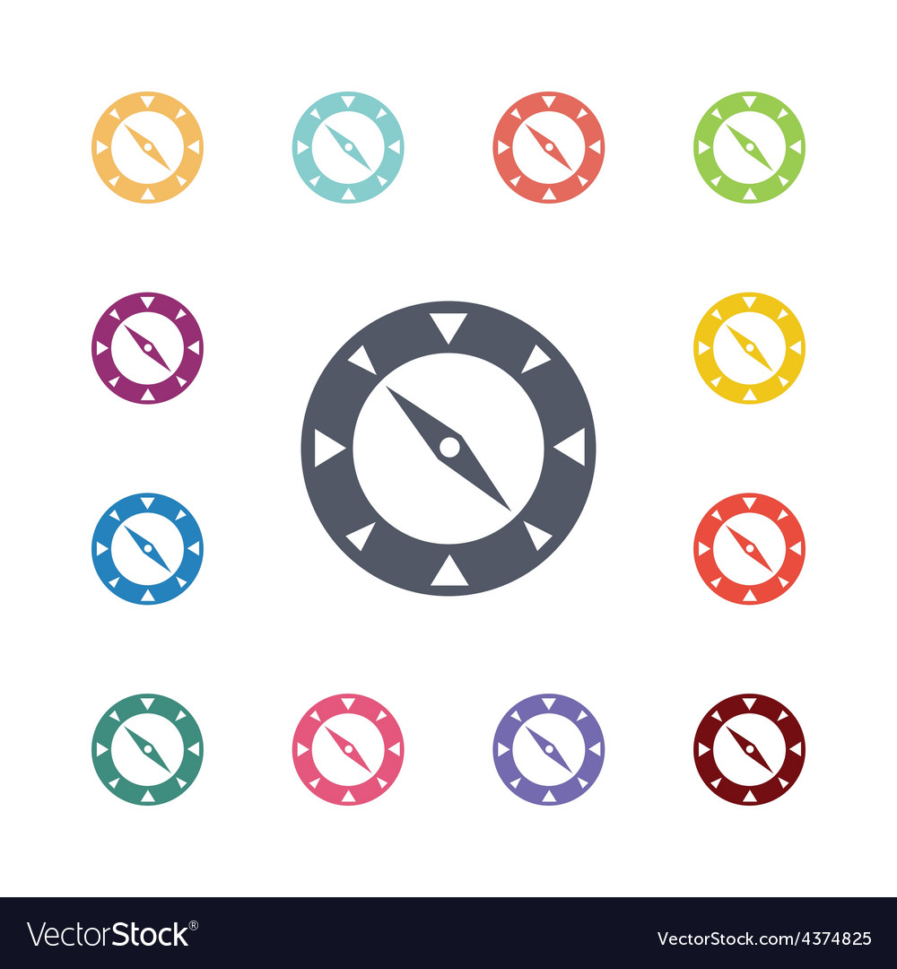 Compass flat icons set