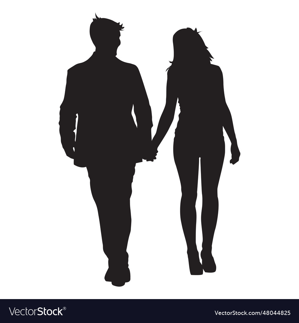 Couple Holding Hands Silhouette Royalty Free Vector Image 5488