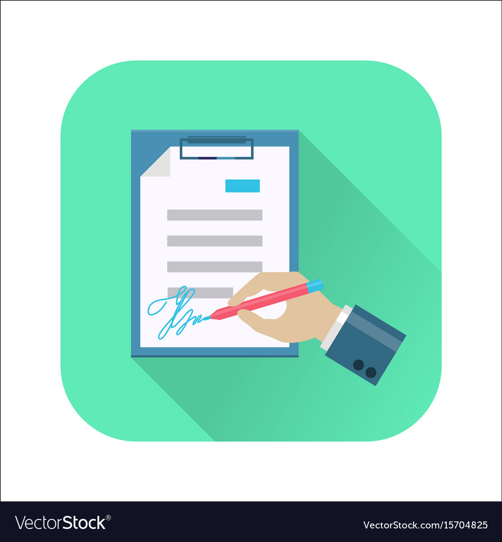 Flat document signing icon