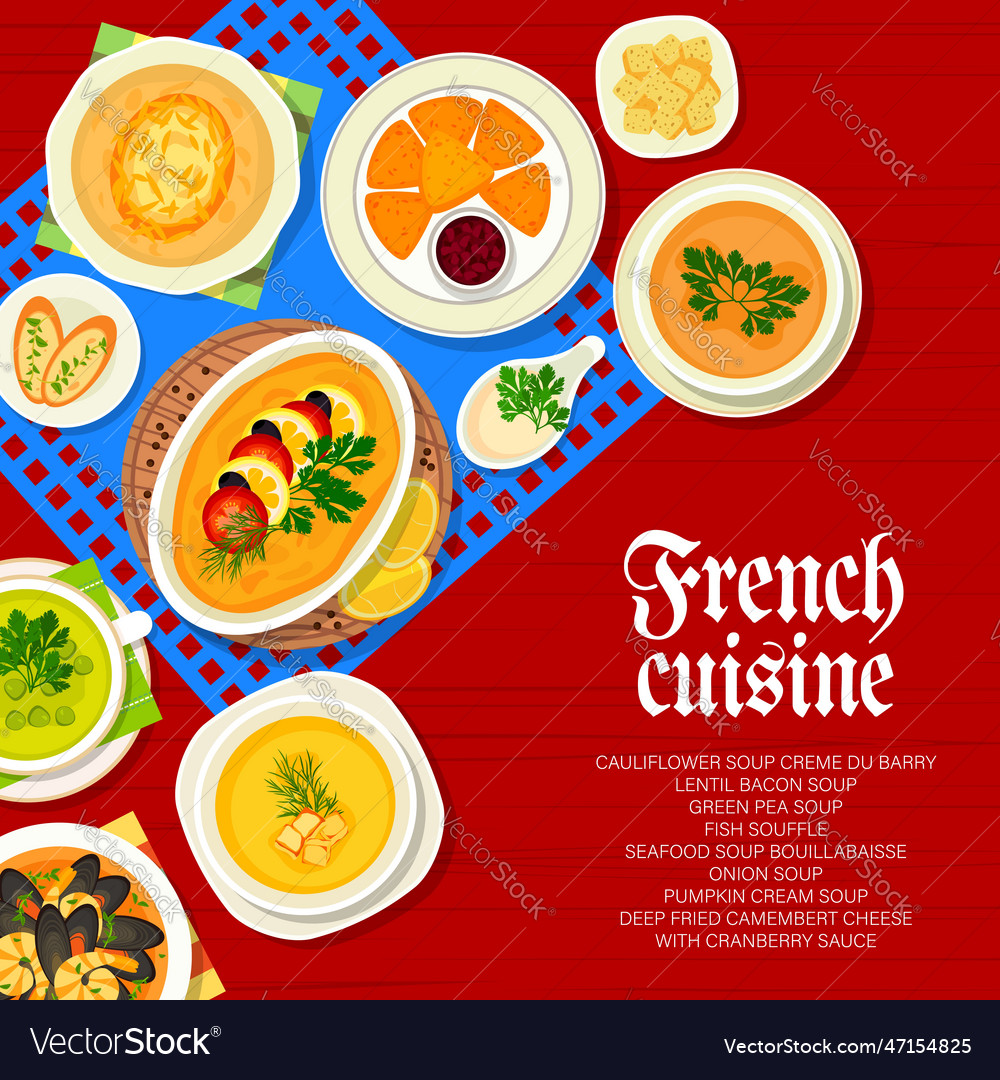 French cuisine restaurant menu cover france meals Vector Image