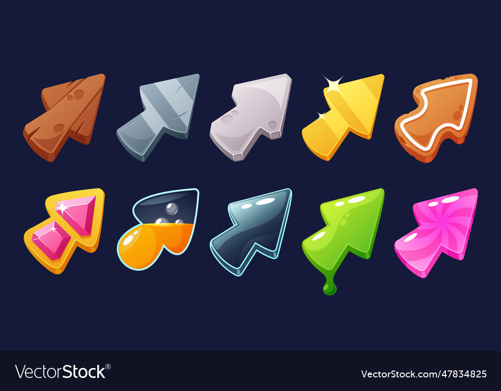 Game cursor icons featuring a vibrant and diverse Vector Image