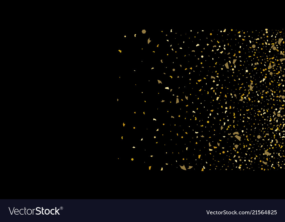 Glitter of golden particles confetti on a black