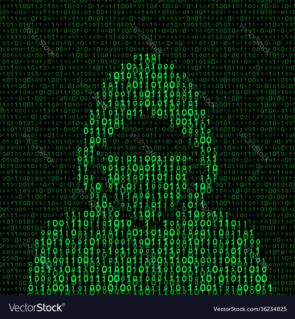 Hacker on binary code background Royalty Free Vector Image