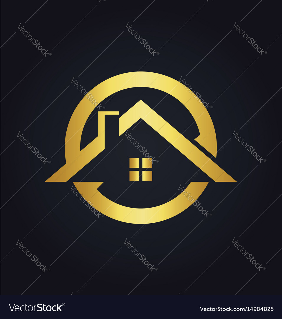 House icon roof gold logo Royalty Free Vector Image