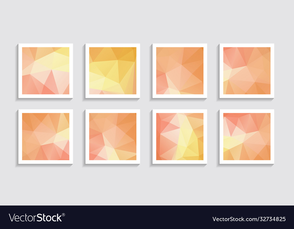 Modern mosaic low poly artwork poster set
