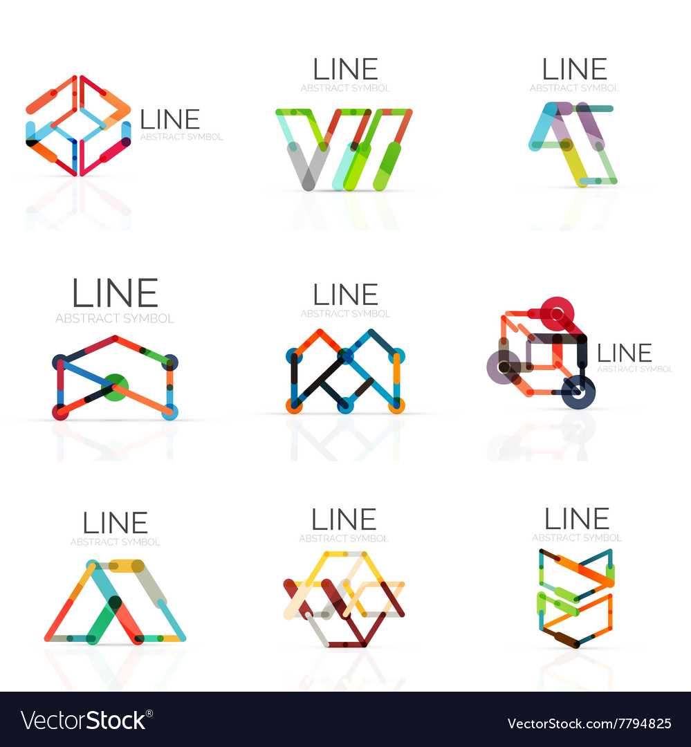 Set of linear abstract logos connected