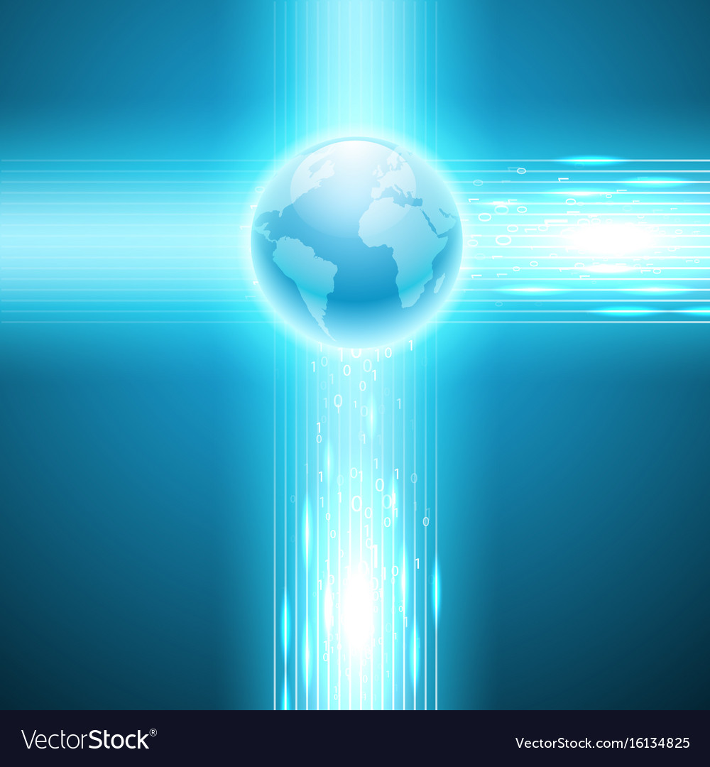 Stream of binary code to the globe