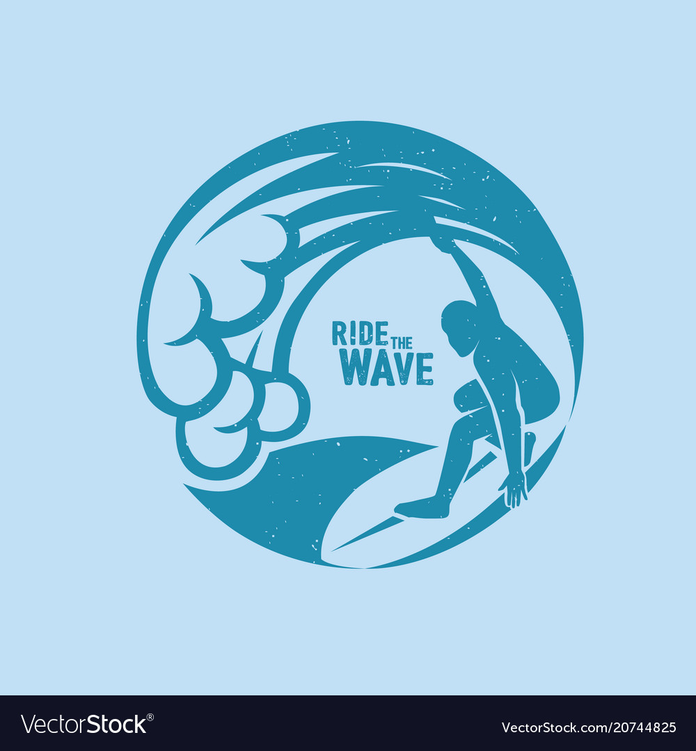 Surfing logo ride wave surf rider Royalty Free Vector Image