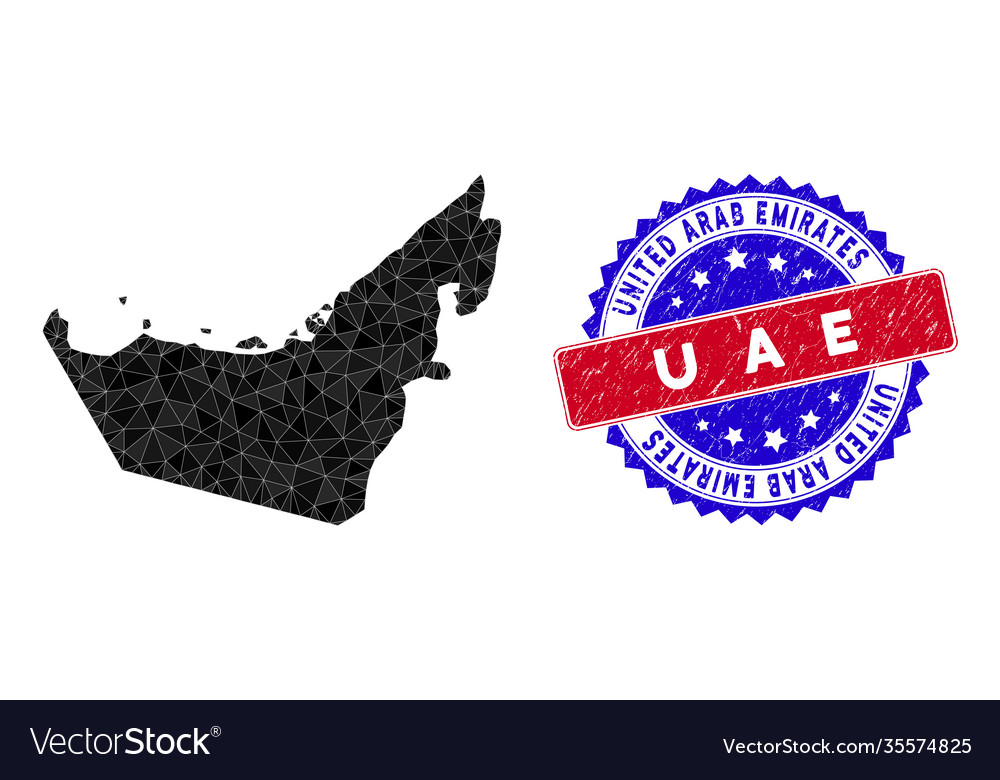 United arab emirates map polygonal mesh