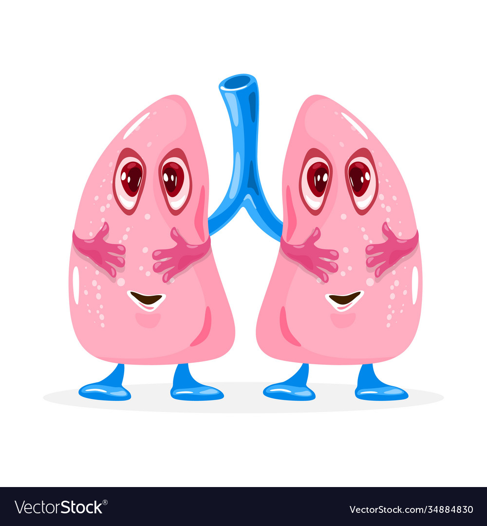 Cartoon human lungs character Royalty Free Vector Image