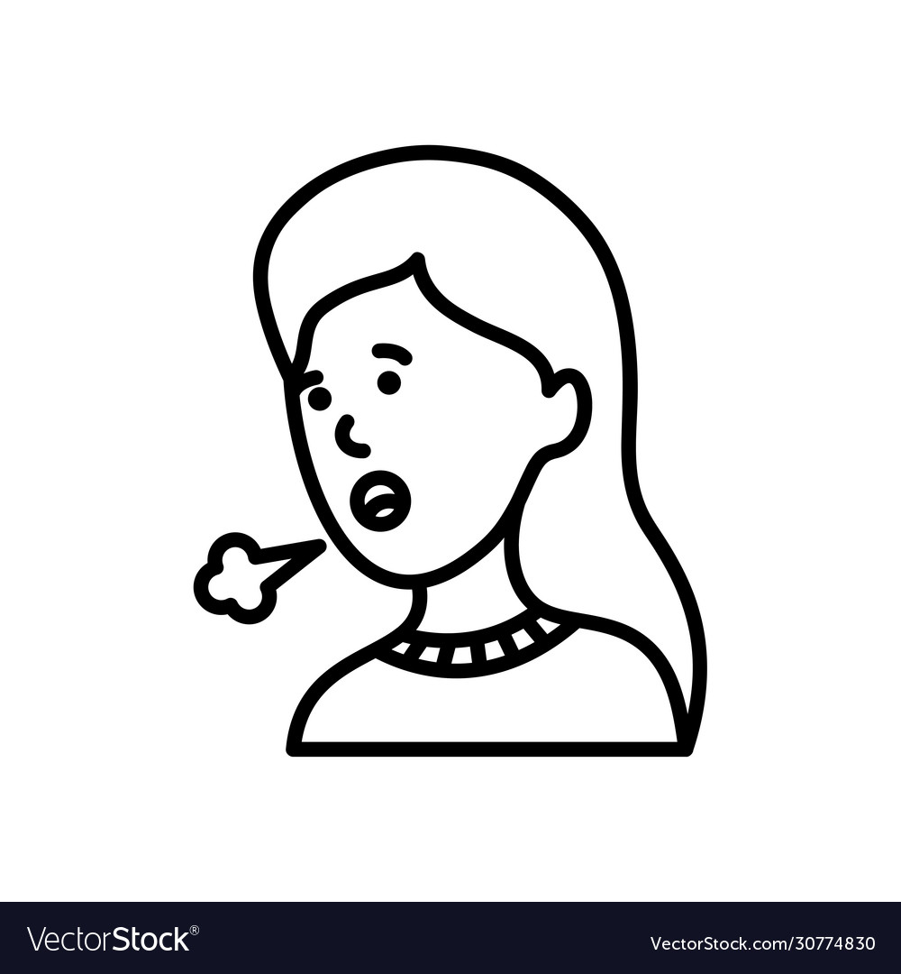 Cartoon woman coughing icon line style Royalty Free Vector