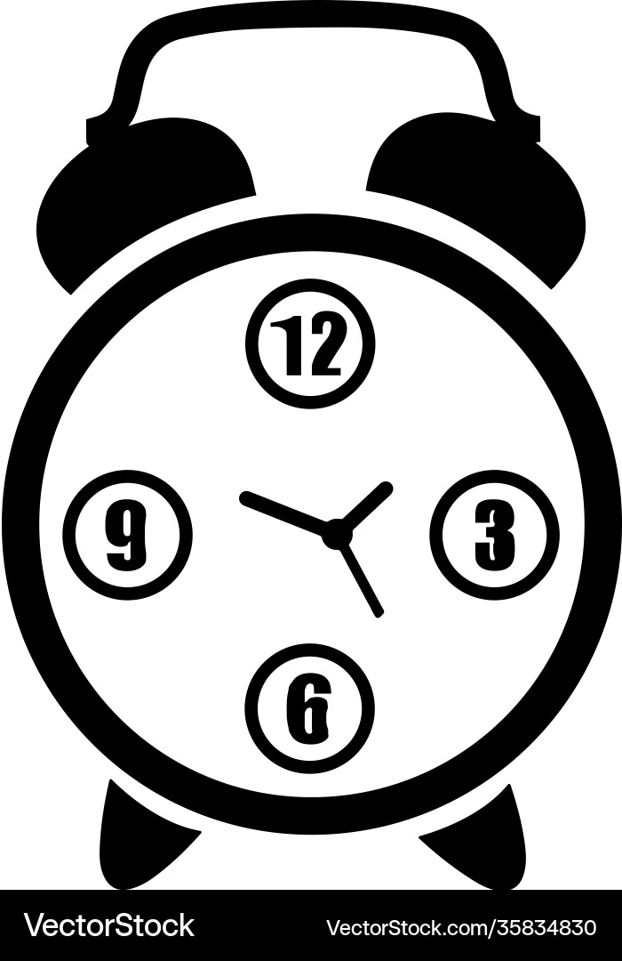 Digital table clock black icon Royalty Free Vector Image