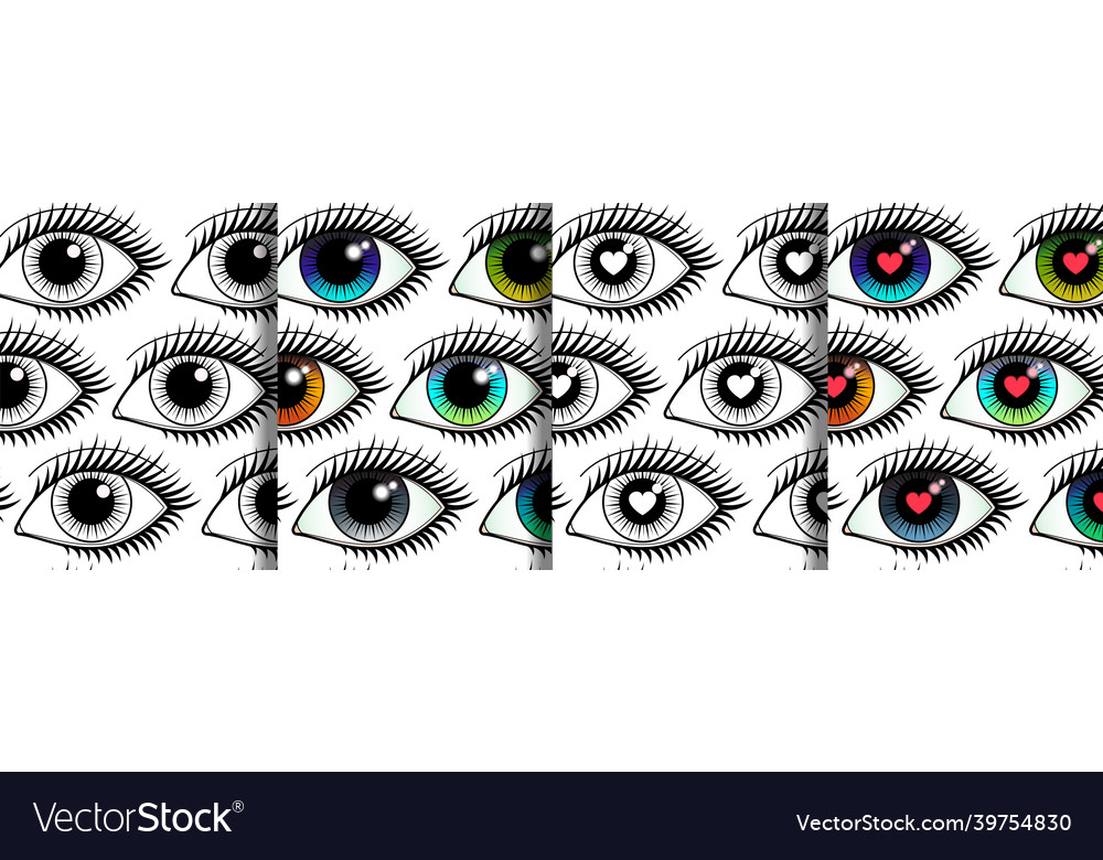 Eyes seamless patterns set for textile prints