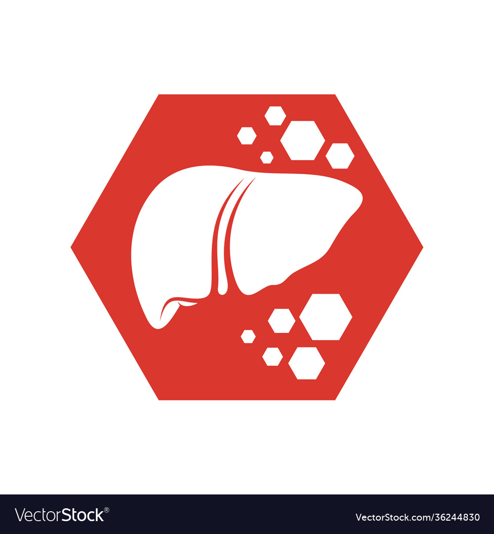 Liver with hexagon logo template creative