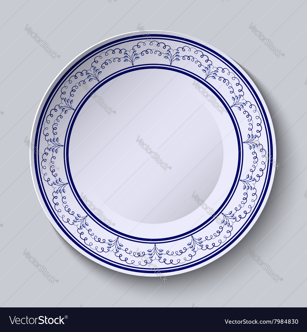 Painted plates with a blue ornament in ethnic