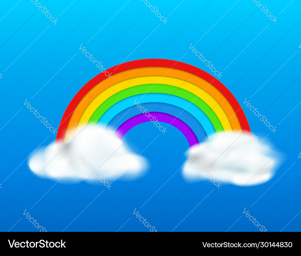 Rainbow with clouds Royalty Free Vector Image - VectorStock