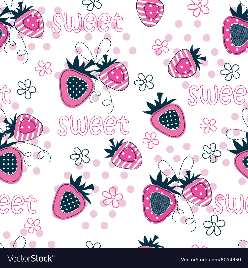 Seamless pattern with strawberries