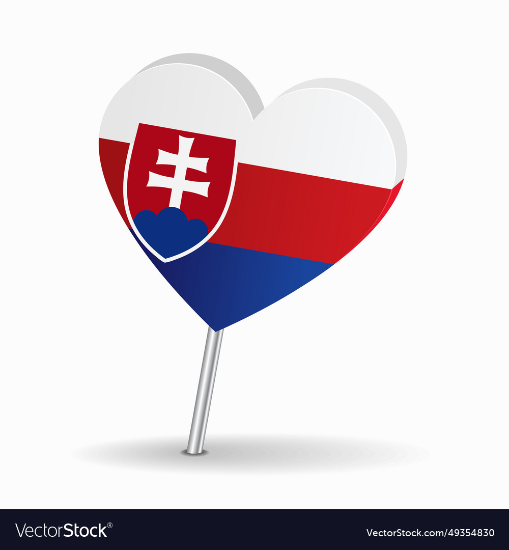 Slovakian flag heart-shaped map pointer layout Vector Image