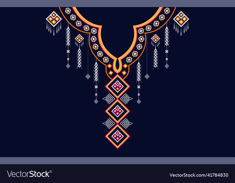 Textile fabric neck designoriental pattern