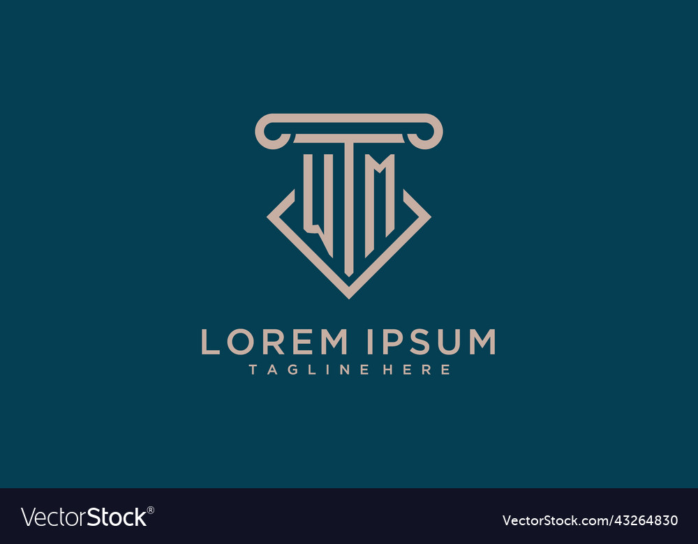 Wm initial with pillar icon design clean