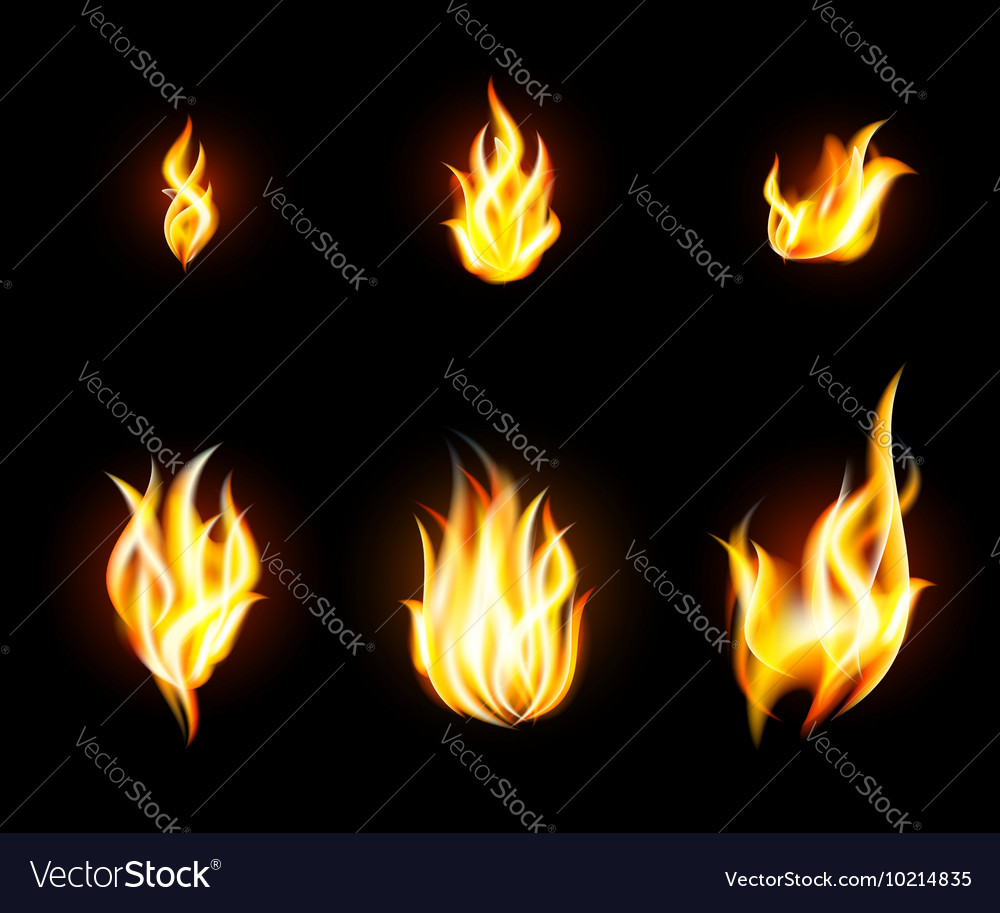 Fire Flames Set Royalty Free Vector Image Vectorstock