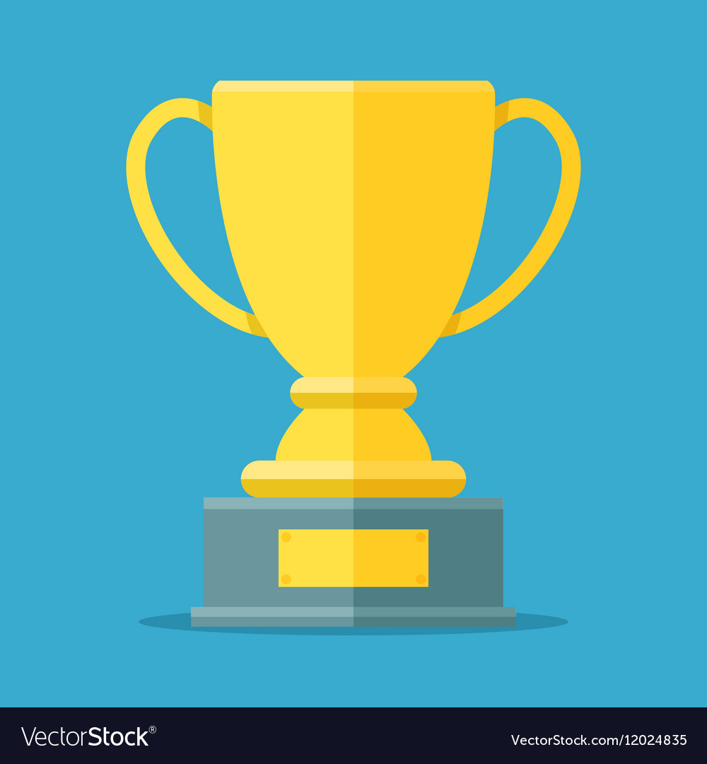 Golden cup for the first place bowl trophy Vector Image