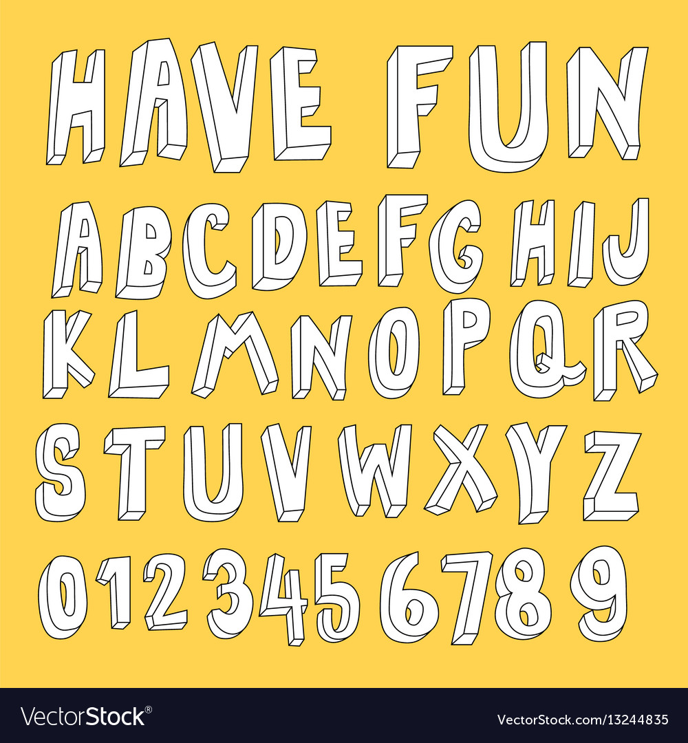 Hand drawn lettering font alphabet Royalty Free Vector Image