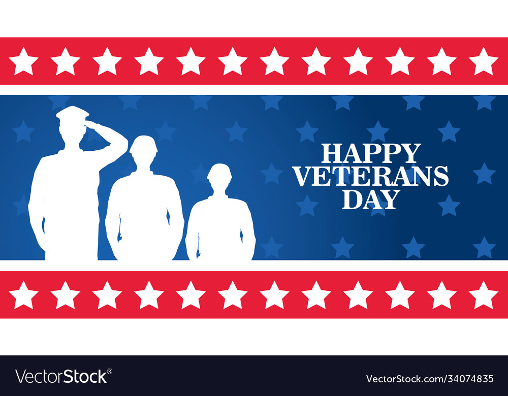 Happy veterans day celebration with military Vector Image