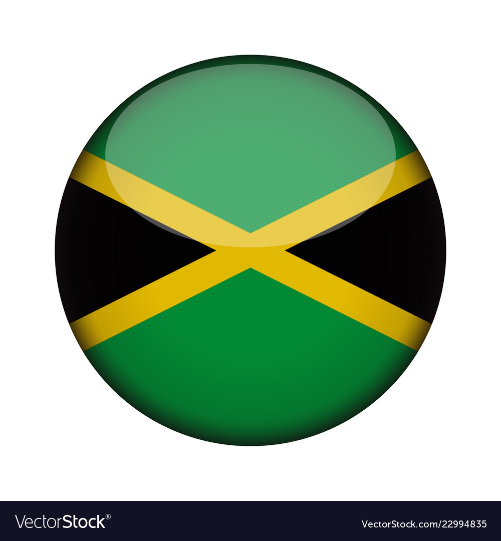 Jamaica flag in glossy round button of icon